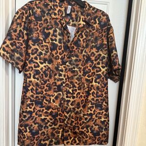 WEIV Los Angelas  Mens Animal Abstract Print Shirt SZ XL